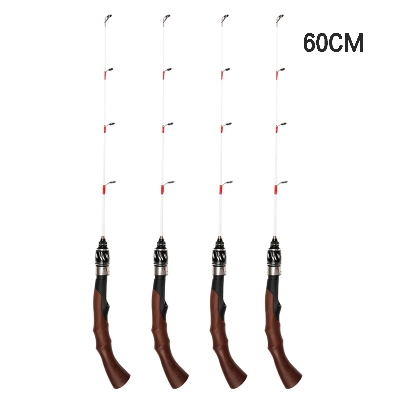 Caña de pescar de hielo para invierno, caña de pescar de cola plana, varilla de enchufe sólido, rueda de balsa de Metal, puente portátil corto, balsa suave y dura - imagen 5