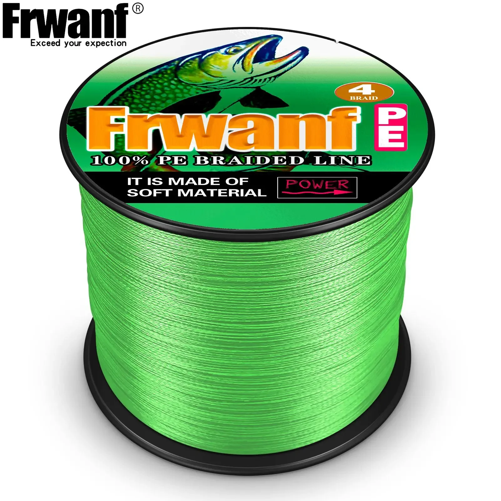 Línea de pesca trenzada súper fuerte Frwanf, 4 hebras, 1500M, 2-100LB, línea multifilamento japonesa, alambre de pesca fuerte, trenza de PE japonesa - imagen 5