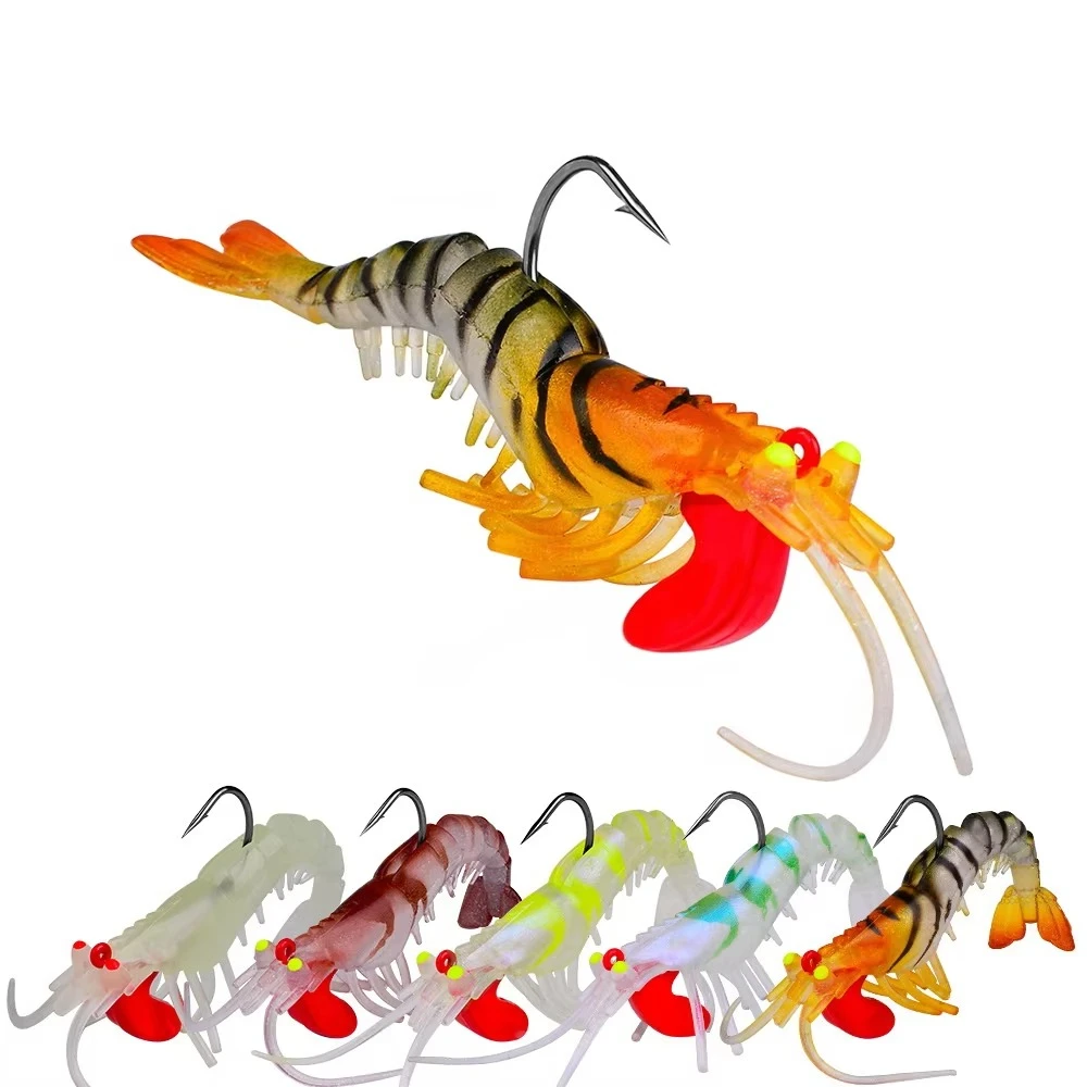 Señuelos de vinilo gamba con ojos luminosos – Swimbait jig head - imagen 5