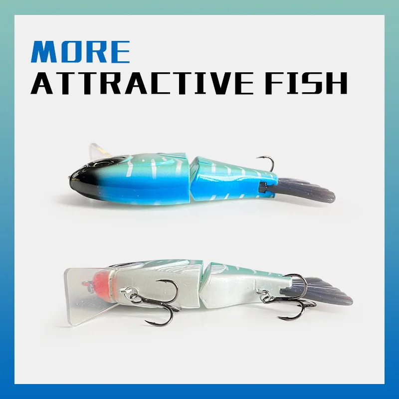 1 Uds 45g12,5 cm sección Artificial hundida 2 señuelo de pesca Swimbait cebo articulado Swimbait cebo duro con cola de PVC suave reemplazable - imagen 3