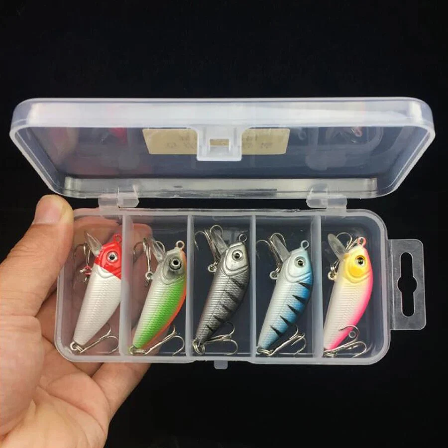 Juego de Señuelos de Pesca, 5 Piezas, 5 cm, 3.7 g, Señuelo Artificial Duro Tipo Minnow, Anzuelos, Plástico, Pesca, Isca, Jerkbait Flotante - imagen 2