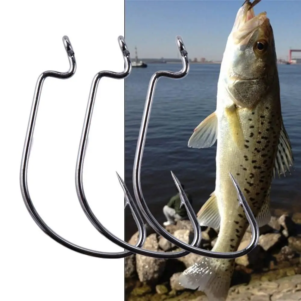 Anzuelo compensado de acero, señuelo suave, anzuelos con manivela, anzuelo de púas, anzuelo de pesca con manivela ancha, anzuelo de púas, anzuelos de gusano suaves para pesca - imagen 5