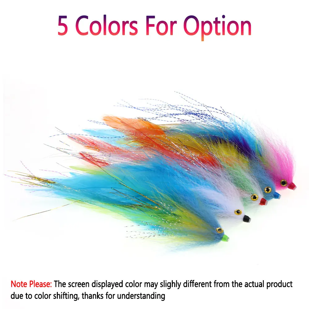 Bimoo, 1 unidad, tubo de cabeza cónica sin anzuelo, serpentina de peces grandes, BaitfishStreamer, trucha con mosca, Steelhead, salmón, Lucio, Señuelos de pesca con mosca de agua salada - imagen 4