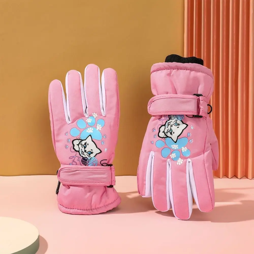 Guantes de esquí impermeables para niños, calentador de dedos, manoplas gruesas antideslizantes, Snowboard de 5 a 10 años