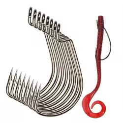 100 Uds anzuelo de pesca de acero rico en carbono manivela ancha anzuelo compensado para señuelo de gusano suave lubina Barb Wobbler