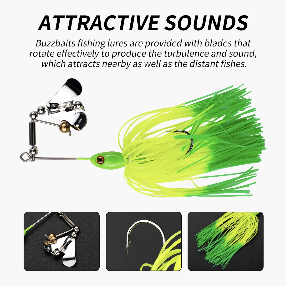 Johncoo-señuelo de pesca con cebo giratorio, plantilla de hoja de 12g y 16g, falda de goma Artificial, bailarina Spinnerbait wobbler para Lucio - imagen 3