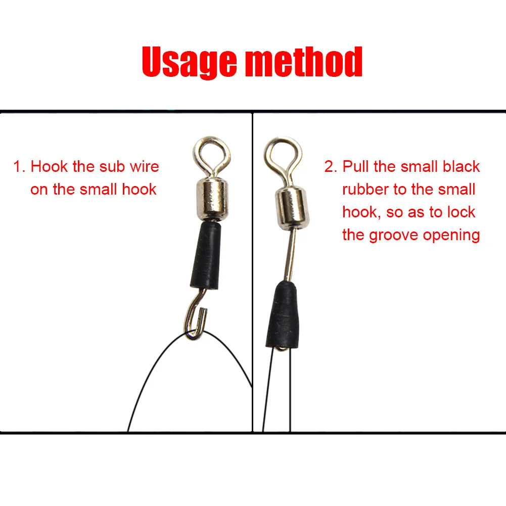 50 unids/lote de anillos giratorios de pesca, gancho de enlace rápido, herramienta de reemplazo de goma de silicona, suministros de pesca - imagen 4