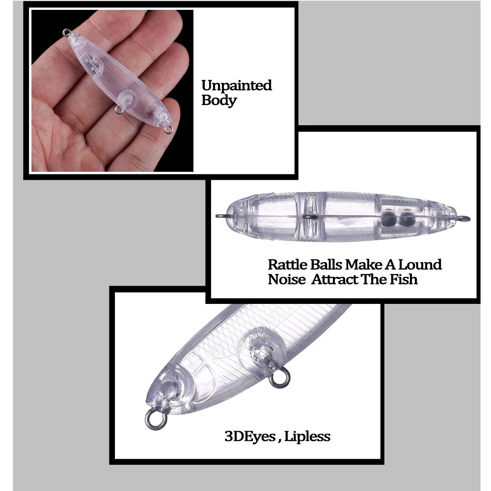 Chan'sHuang-señuelo de pesca Artificial, 30 piezas, sin pintar, sonajero, lápiz, Wobbler, hecho a mano - imagen 4