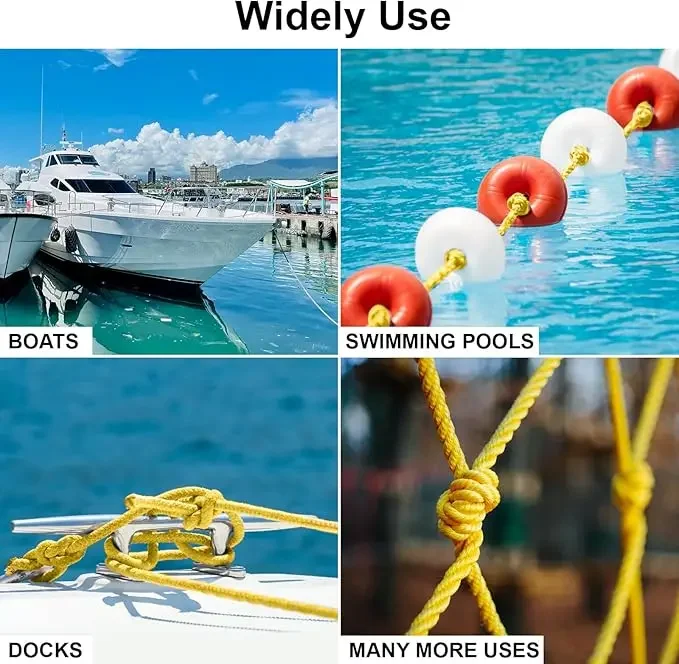 Goture-cuerda flotante trenzada de PE de alta resistencia, cuerda de nailon para barco, 100 pies, 1/4 ", para marina/Camping, multifuncional, antideslizante y nudo fácil - imagen 2