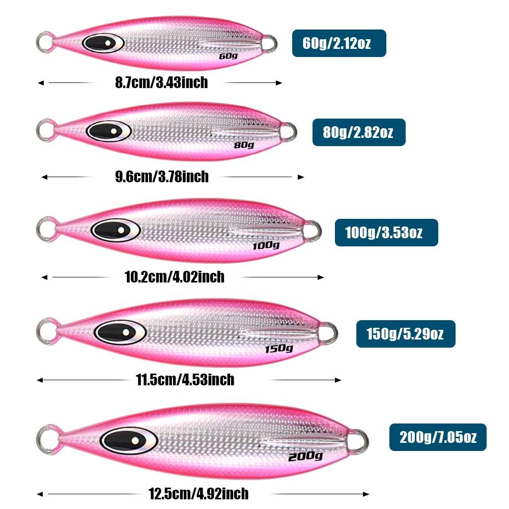 JIGGING PRO plantilla de Metal de hundimiento lento 60g 80g 100g 150g 200g BUTTERFLYFLAT Plantilla de caída aparejos de cebo duro Artificial de agua salada - imagen 2
