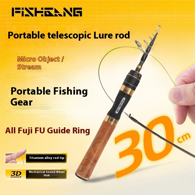 Fishgang Caña pescar telescópica UL titanio – Ajuste rápido portátil