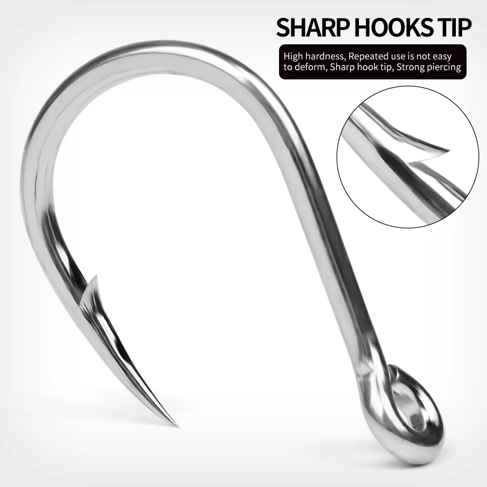 Proberos 10 Uds 3/0-13/0 Super anzuelo de acero rico en carbono Gaff con púas antioxidante ángulo afilado anzuelos circulares de pesca de atún - imagen 4