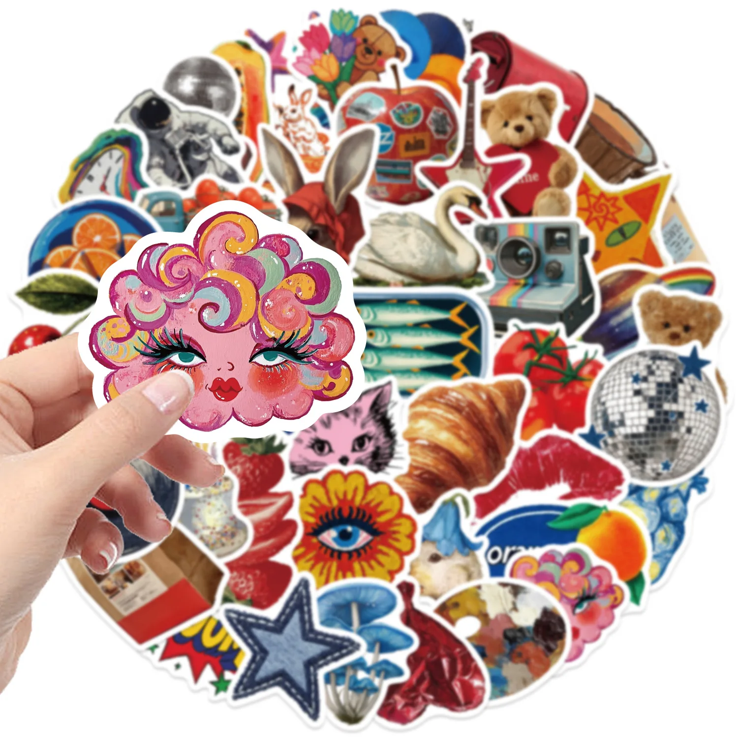50 Uds Retro y2k arte pegatinas estéticas DIY teléfono guitarra portátil maleta botella de agua pegatinas impermeables juguetes - imagen 5