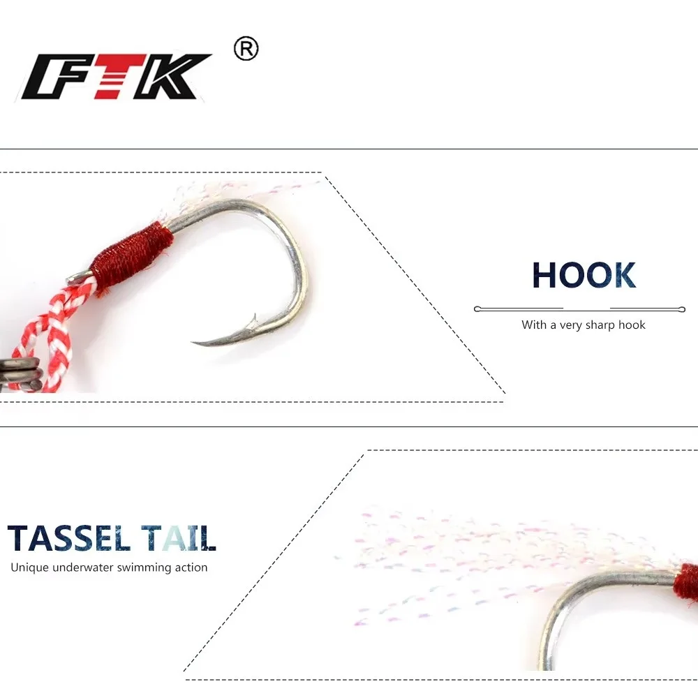 FTK 80g 100g 150g Señuelos de plantilla de metal Señuelos de pesca de aguas profundas Ojos 3D Jigging lento Cebo artificial duro - imagen 5