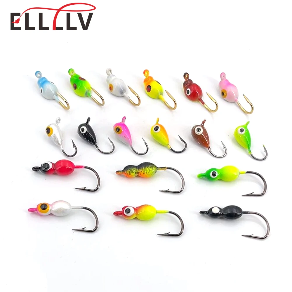 Ellllv, 12 Uds., plantilla para Pesca en hielo, señuelo duro, Pesca de invierno, plantillas luminosas para hielo, 1,8g-2,3g, tipo tipo de pez, lubina, Panfish, cebo de Metal Artificial - imagen 2