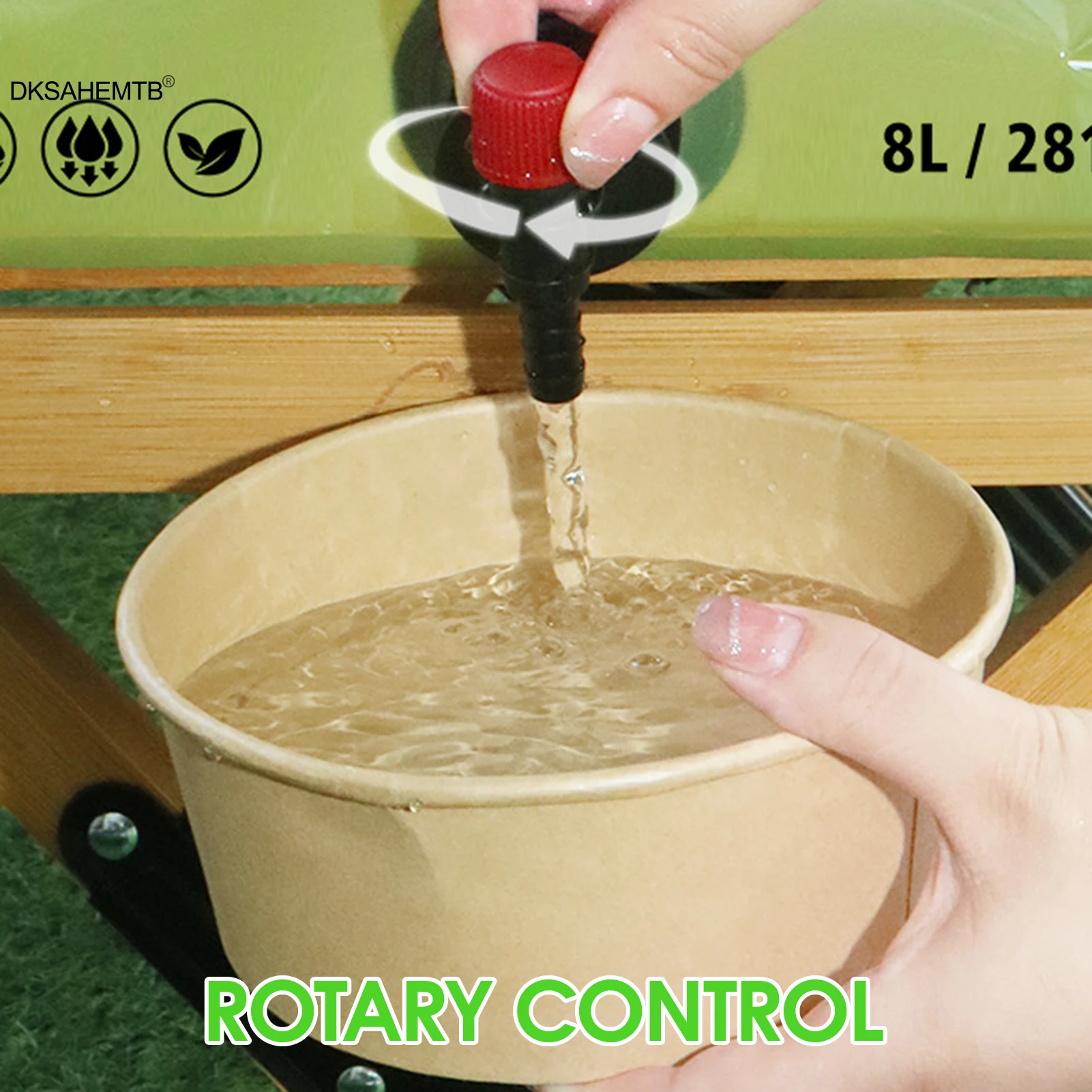 Bolsa de agua para exteriores de 8L, bolsa de agua suave gruesa de gran capacidad, contenedor de agua plegable portátil con grifo para acampar, Picnic y barbacoa - imagen 5