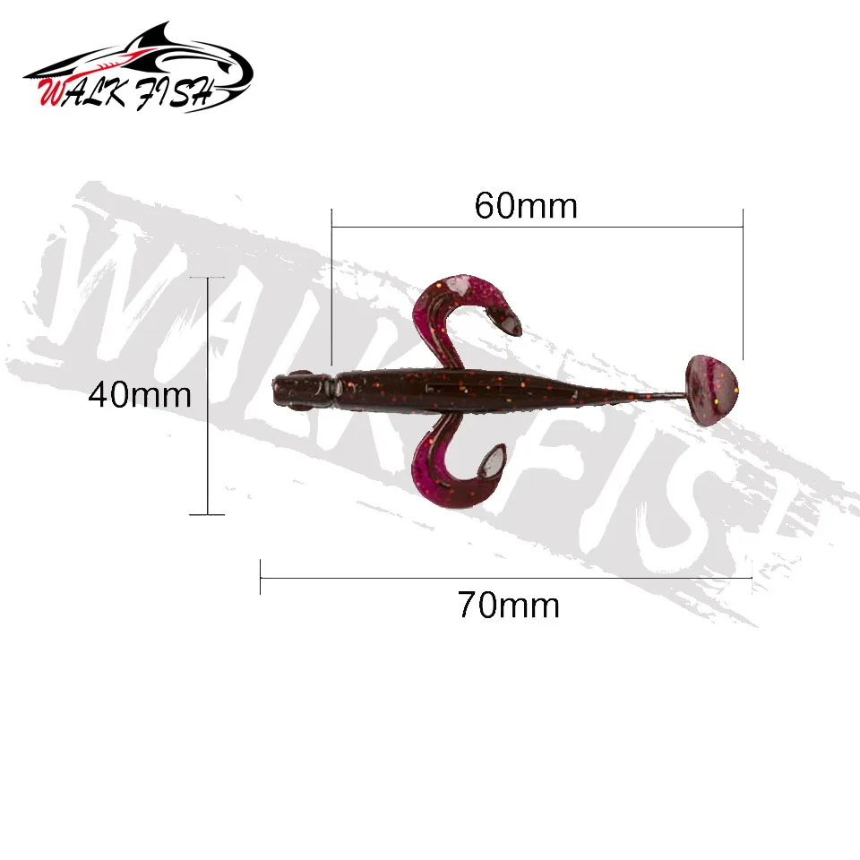 WALK FISH-señuelo de pesca flotante TPR, cebo de plástico suave, Swimbait, Jigging, Artificial, 70mm, 2,3g, 12 unidades por lote - imagen 3