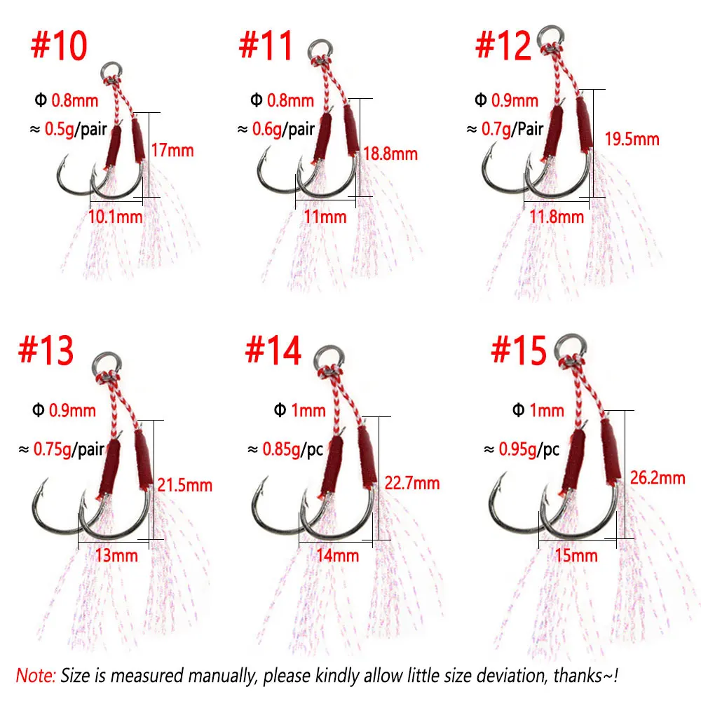 Bimoo-anzuelos de asistencia para Pesca en el mar, anzuelos de Metal con púas dobles para Jigging lento, de acero con alto contenido de carbono, 20 pares - imagen 3