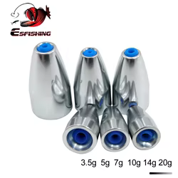 ESFISHING 20 piezas núcleo de plástico peso de pesca 3g 5g 7g 10g 14g accesorios de pesca anzuelos de pesca para aparejos de pesca con señuelo suave