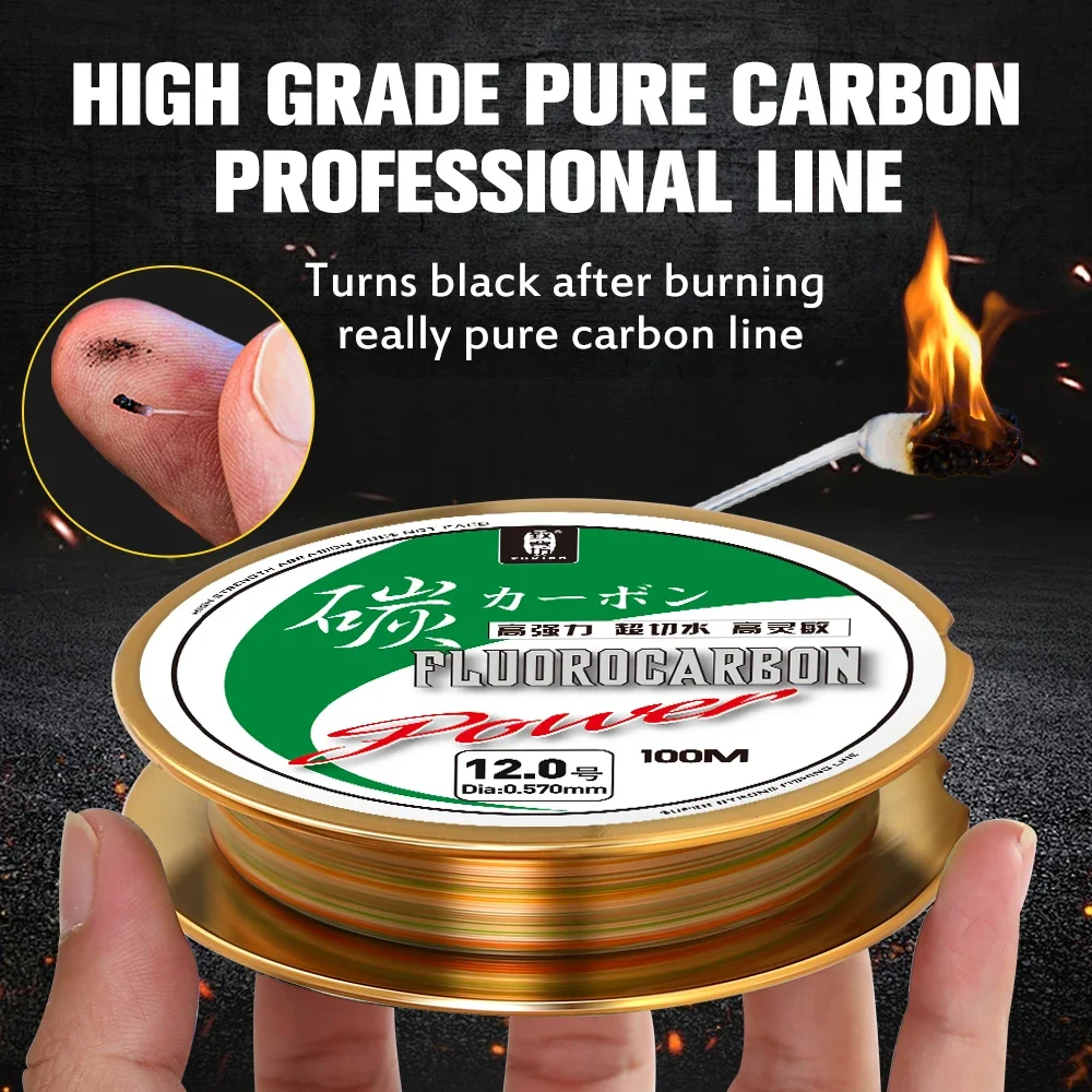 ZUKIBO 50M 100M 100% Material japonés 2-88LB líneas de pesca de fluorocarbono línea líder de fibra de carbono pesca de carpa de hundimiento rápido - imagen 4