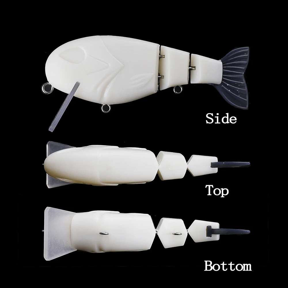 Chan'sHuang-SEÑUELOS hechos a mano, 5 piezas, sin pintar, en blanco, Multi articulado, SwimBait, cola suave, labio Squear, 12CM, 47G, flotante, 3 segmentos - imagen 3