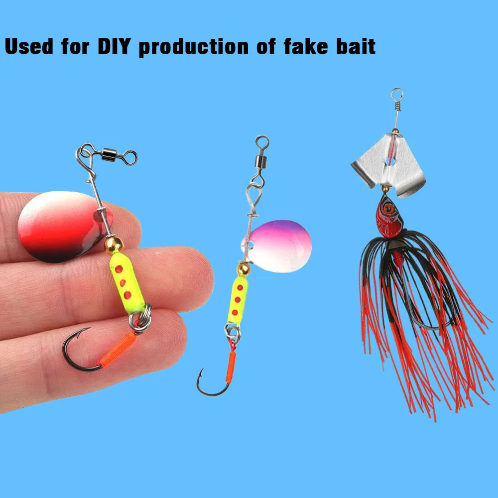 20 piezas/40 Uds. De alambre de acero de lentejuelas giratorias de 80mm, señuelo de pesca DIY, cuchillas de cuchara giratoria, accesorios de gancho de cebo Artificial - imagen 5