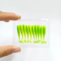 DUODUOYU 20 piezas 0,35g/35mm Micro Señuelos de Pesca blandos cola en T señuelo de gusano pequeño cebo Artificial plantilla Wobblers lubina aparejos de pesca