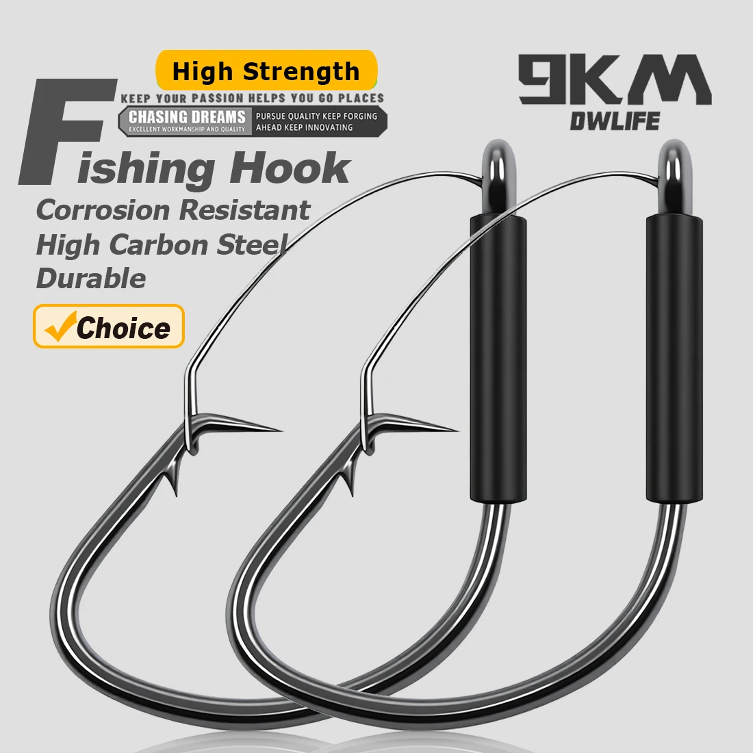 Ganchos de pesca sin malezas de 9KM, anzuelo circular, anzuelo de gusano, aparejo loco, anzuelo de lubina para aparejo loco