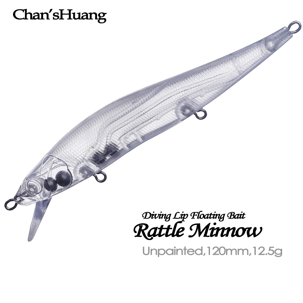 Chan'sHuang 20 piezas sin pintar cebo en blanco sonajero flotante buceo labio Wobblers Minnow Artificial DIY hecho a mano señuelo de pesca