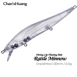 Chan'sHuang Wobbler Minnow – Flotante labio sonajero hecho a mano