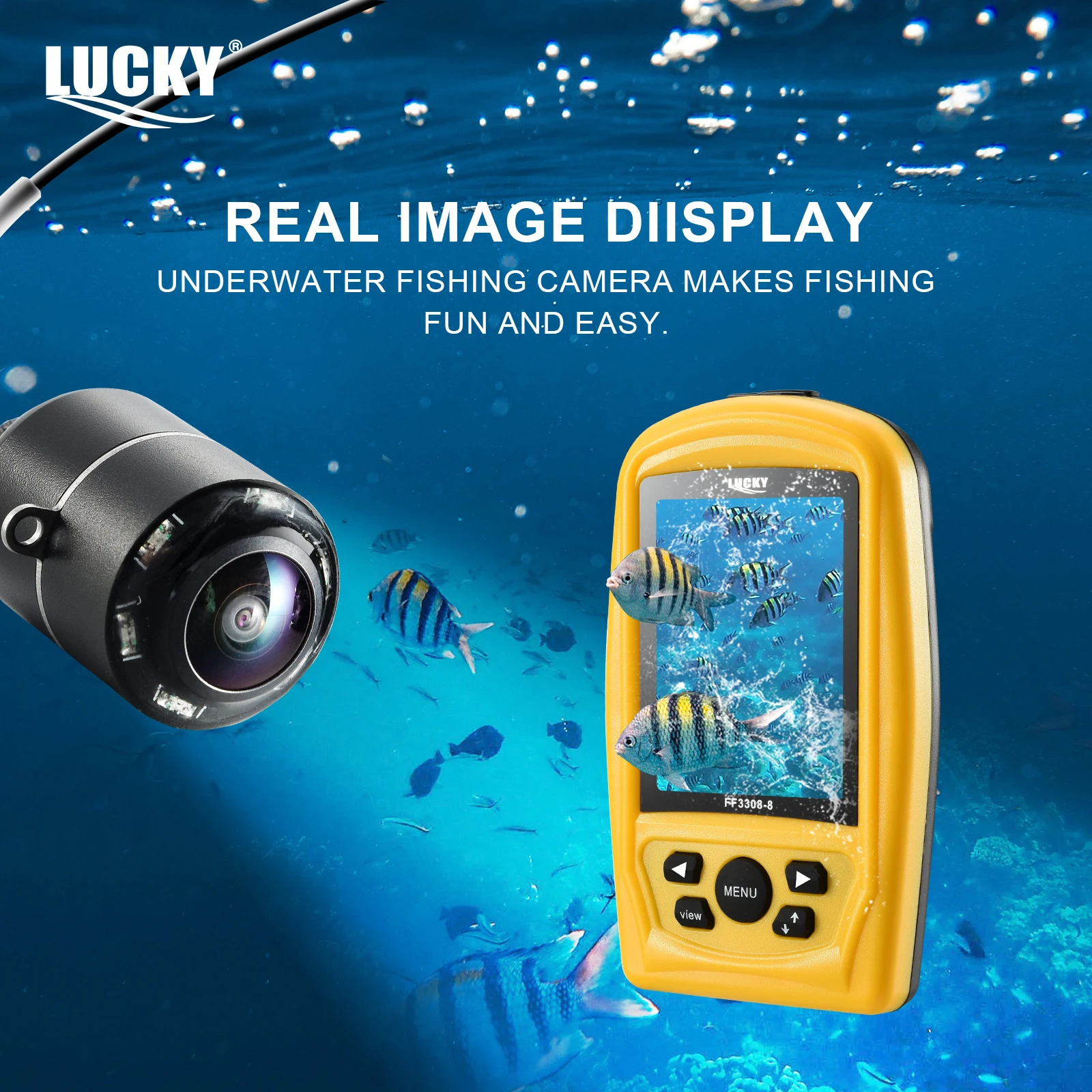 LUCKY-cámara de pesca submarina con buscador de peces, cámara de visión nocturna para pesca en hielo, Monitor LCD de 4,3 ", cámara de vídeo deportiva subacuática - imagen 4