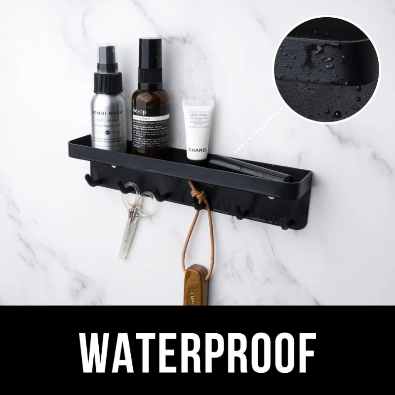Llavero de Pared Autoadhesivo con Organizador y Gancho – Negro - imagen 3