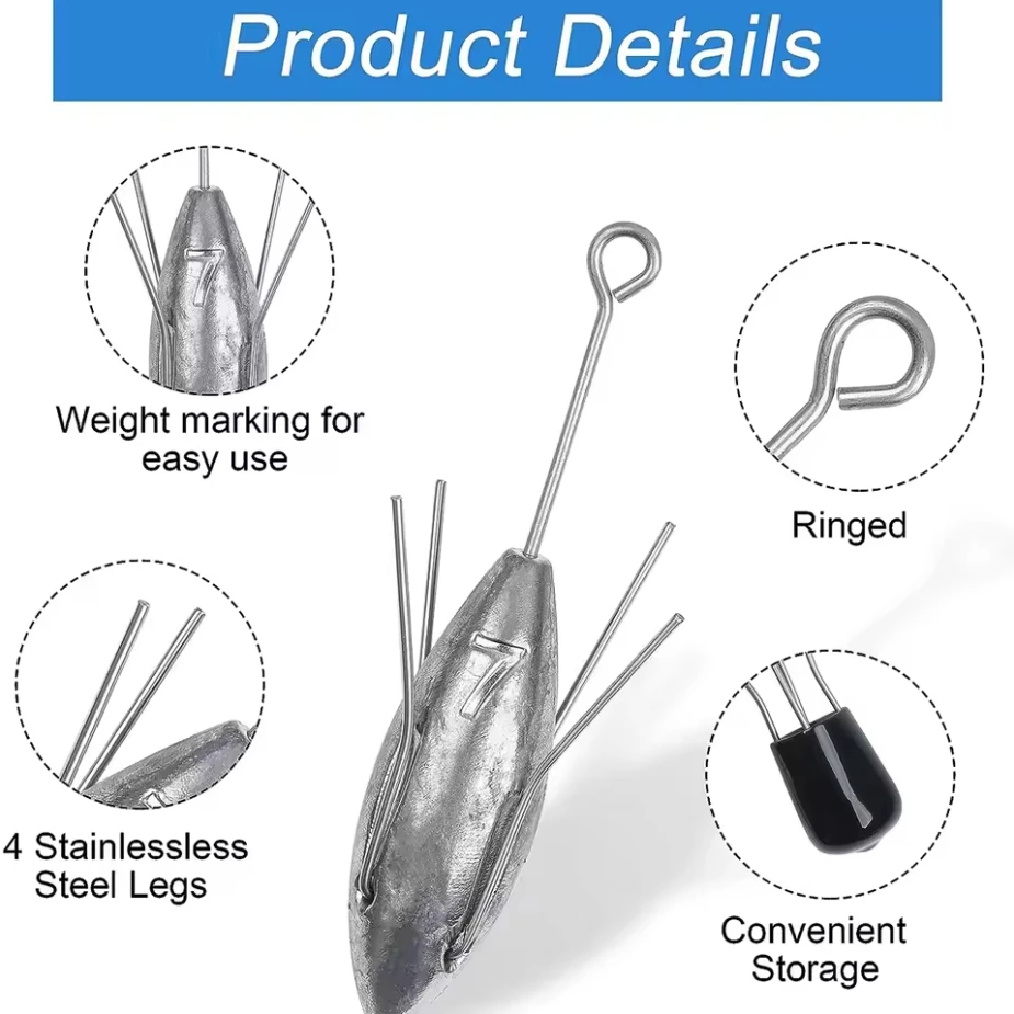 5 uds Sputnik plomo Surf herramienta de pesca cola larga agua salada Surf fundición plomos bagre playa araña pesas lubina aparejos de pesca - imagen 3