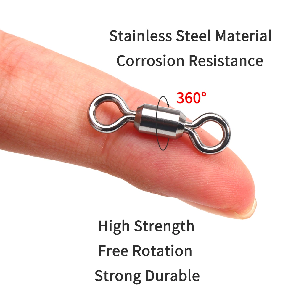Ellllv 20 piezas/caja 1 # - 6 # Grúa giratoria de acero inoxidable para pesca marina, giratorios, anzuelos de anillo sólido, conectores de línea - imagen 4