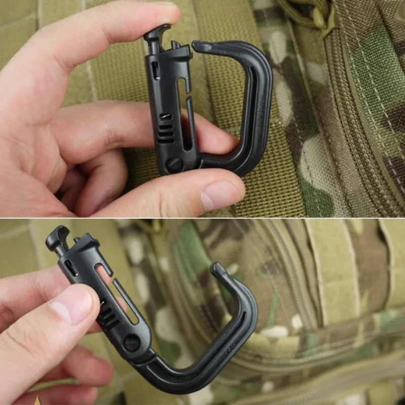 Mosquetón con grillete de plástico, Clip de anillo en D, correas Molle, hebilla para mochila, bloqueo a presión, Grimlock, equipo de acampada para senderismo al aire libre, 5 uds. - imagen 2