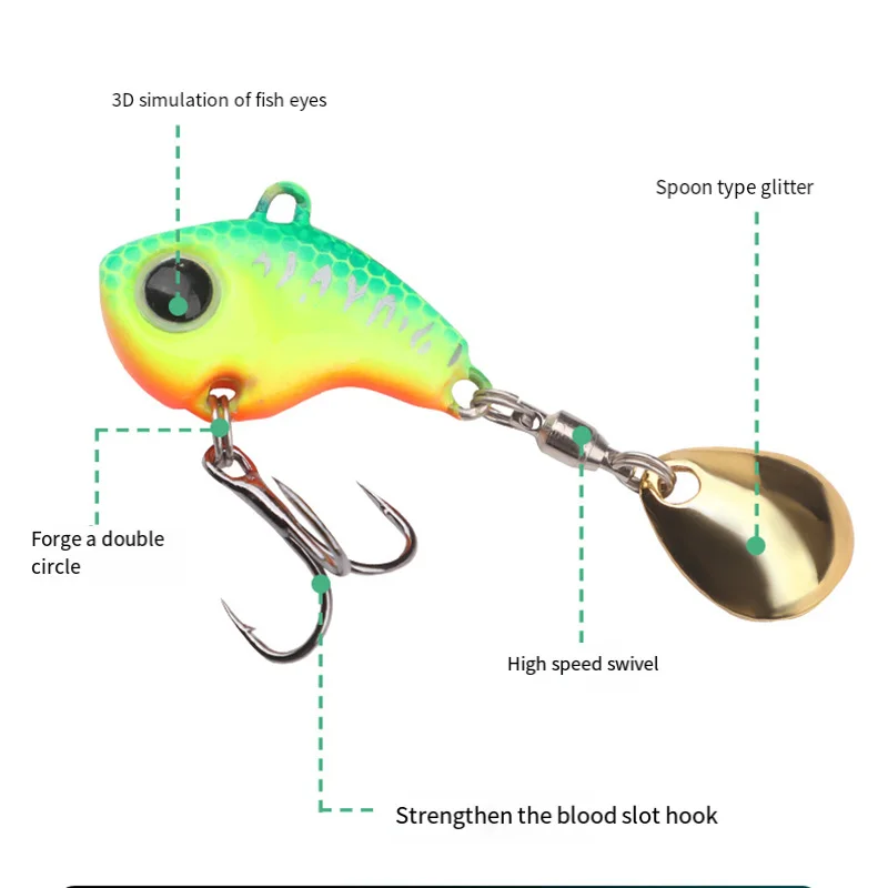 Señuelos giratorios de Metal para Pesca, anzuelos giratorios con vibración para Lucio, lubina, 1 piezas - imagen 3