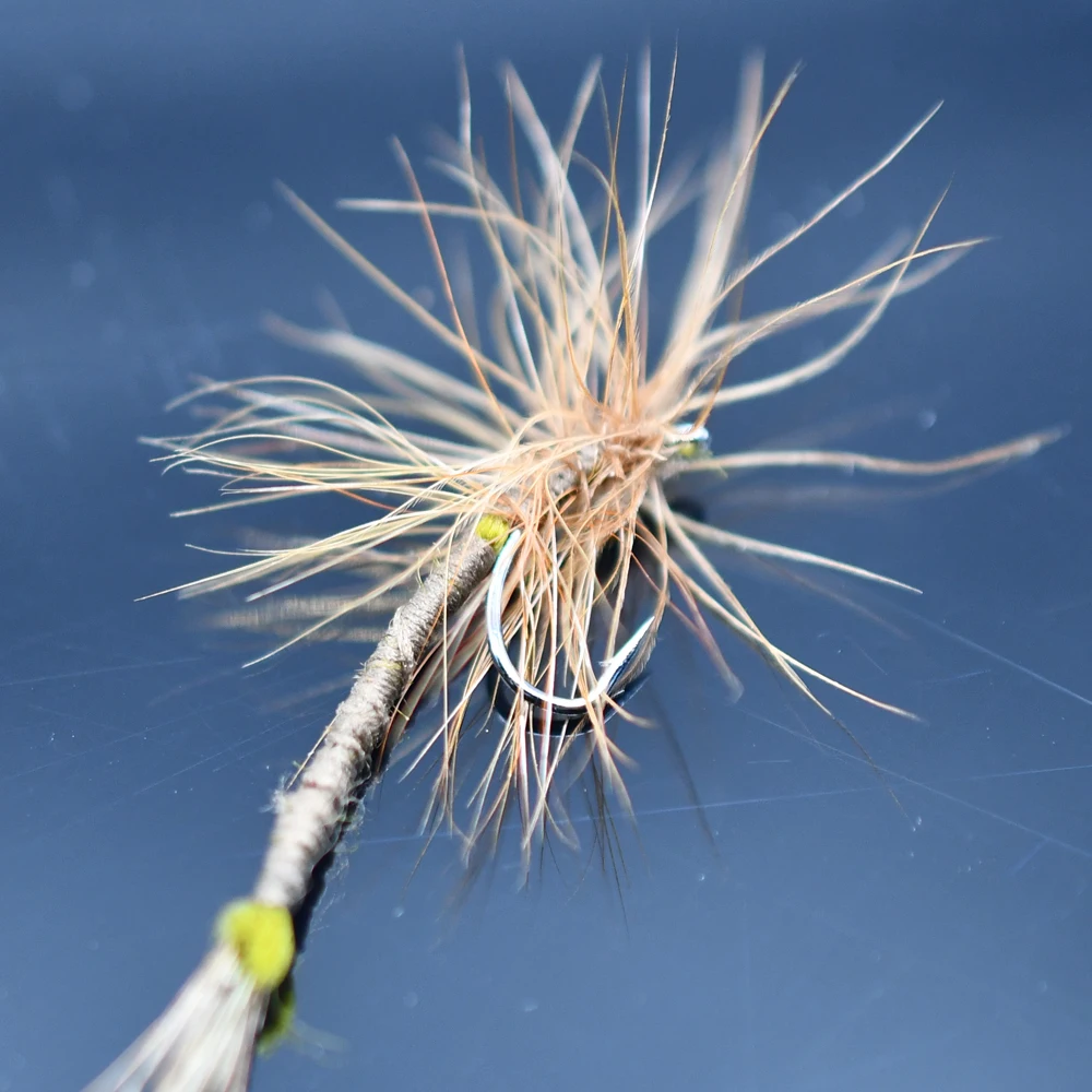 MNFT 10PCS 12 #   Color marrón Adams, pesca de trucha con mosca de cuerpo extendido moscas secas cebo para peces Caddis Midge adulto Mayfly - imagen 4