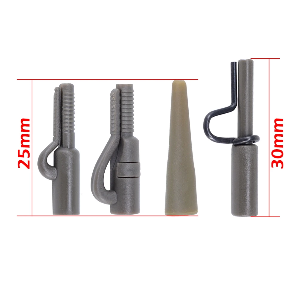 Clips de plomo de seguridad de alta resistencia para pesca de carpa, Clips a presión de cambio rápido y goma trasera para aparejos de pesca de carpa, 50 juegos - imagen 3