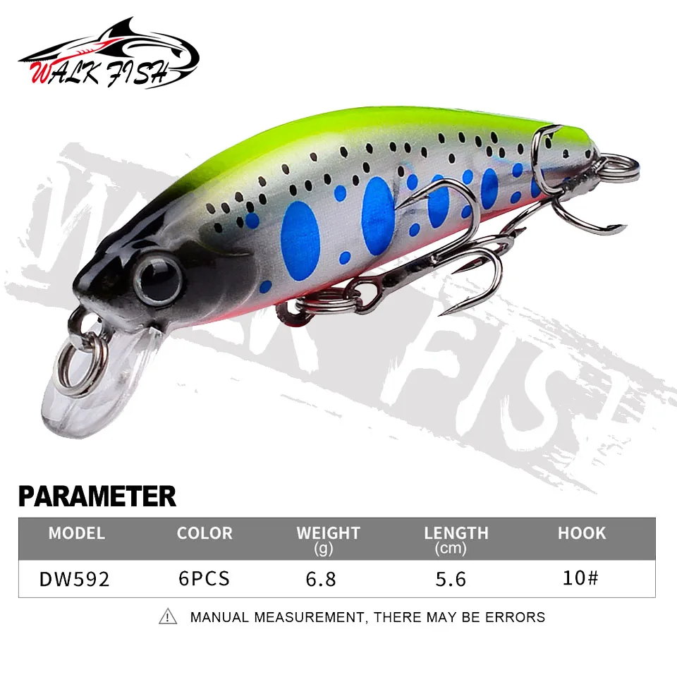 WALK FISH-señuelo duro de hundimiento de pececillos japoneses, aparejos de Pesca de trucha Wobbler, manivela de agua dulce, cebo duro Artificial, 1 unidad, 5,6 cm, 6,8g - imagen 2