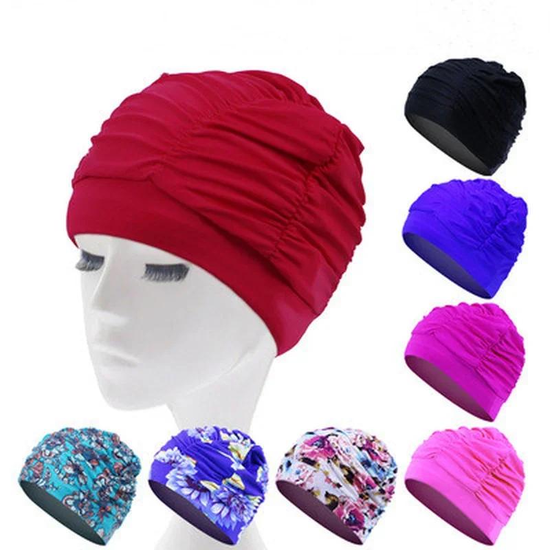 Gorro de natación de nailon elástico para invierno, gorro de tela para proteger las orejas, pelo largo, deportivo, para piscina, talla libre, gorro de baño - imagen 5