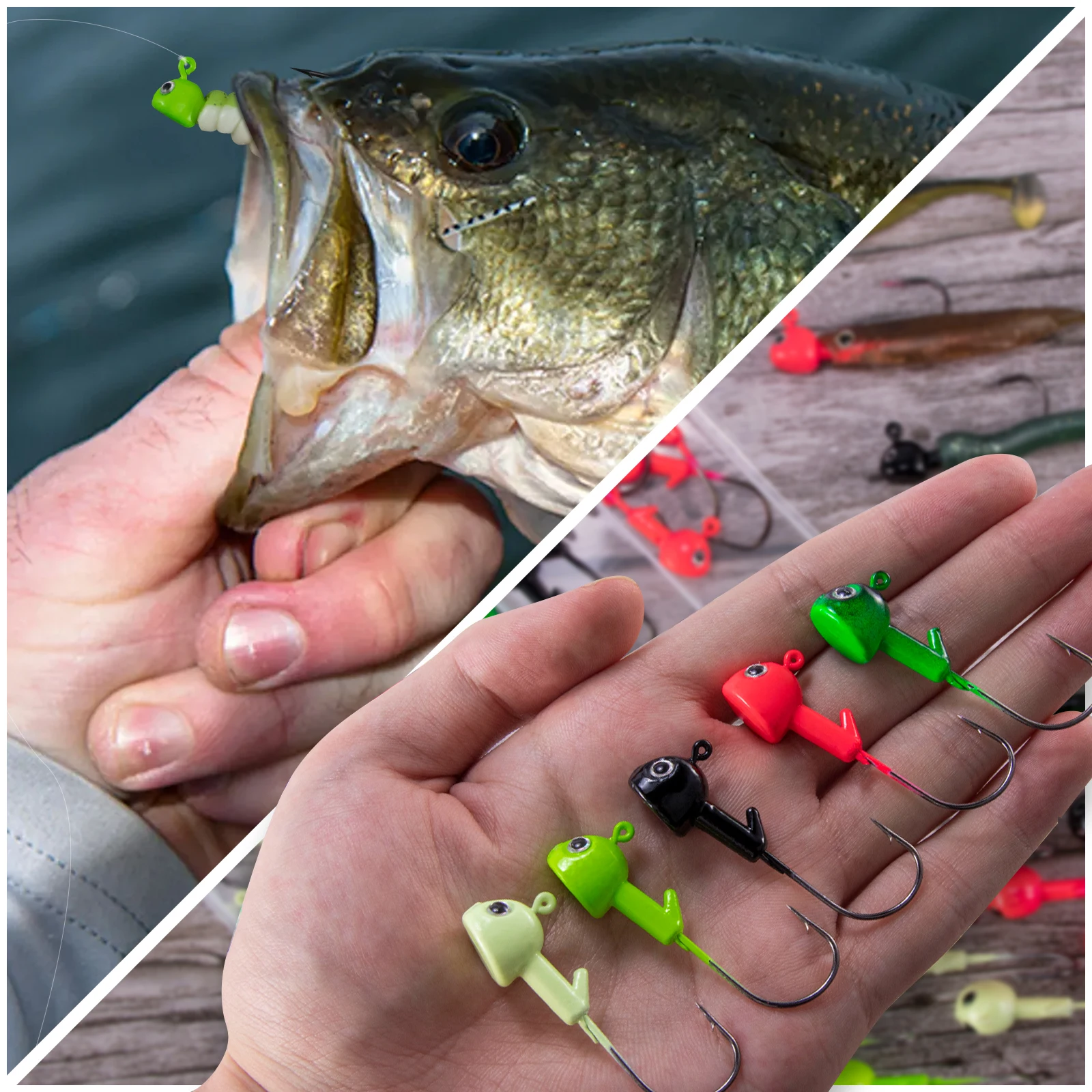 Walleye-Kit de anzuelo con ojos 3D, cabeza de plantilla de pie, Swimbait, cebo de fondo plano, señuelo de gancho, agua salada y dulce, 20 piezas - imagen 5