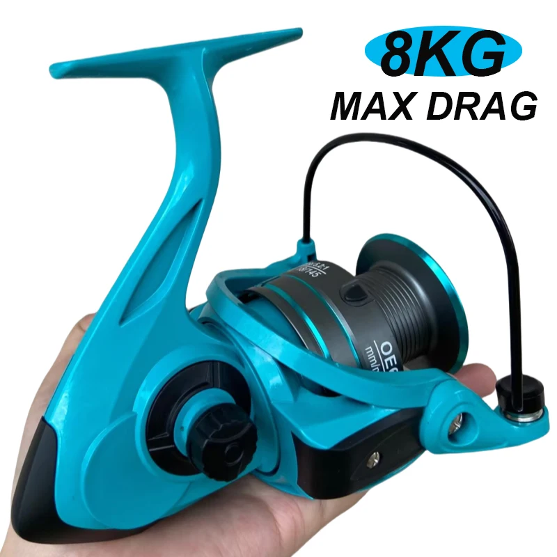 Carrete de pesca giratorio súper duradero, carrete de Metal de diseño ligero, rueda de Jigging de agua salada, relación de engranaje 5,2: 1, aparejos de pesca de mar