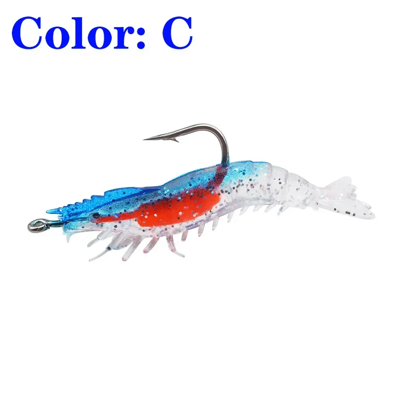 1 unidad de Pesca Flasher Rig anzuelo cebo suave 6cm 3g señuelo de Pesca de camarones luminosos cebos artificiales trucha olor a pescado aparejos individuales