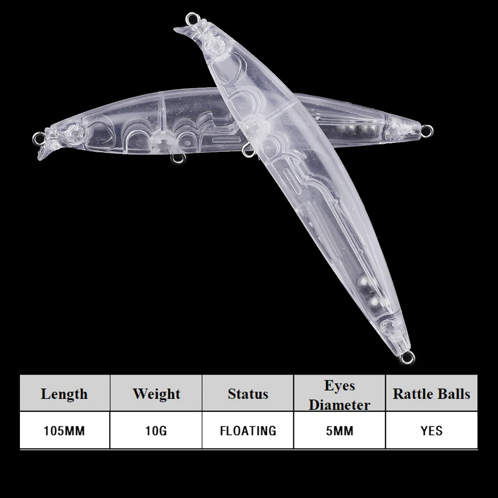 Chan'sHuang 20 piezas cebo en blanco sin pintar 105mm 10g sonajero flotante lápiz de fundición larga DIY hecho a mano aparejos de señuelo de pesca Artificial - imagen 2