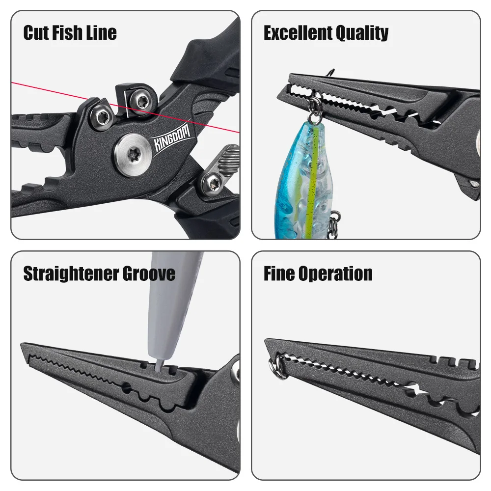 Kingdom-Alicates multifunción de acero inoxidable, 82g, 62g, anillo abierto, tijeras de línea trenzada, cortador de alambre, removedor de anzuelos, equipo de pesca - imagen 2