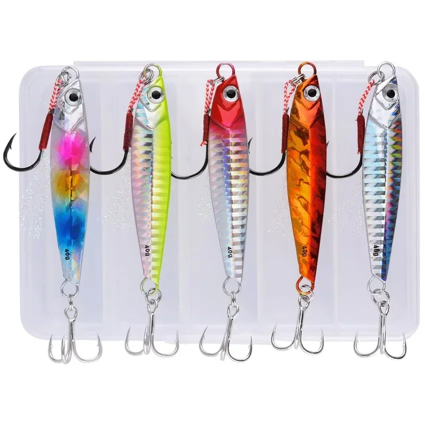 Señuelo de plantilla de Metal de hundimiento rápido, 5 uds., Jigging Shore Casting, lubina, buceo, pesca, señuelo duro, aparejos de cebos de pesca 7g-40g - imagen 2