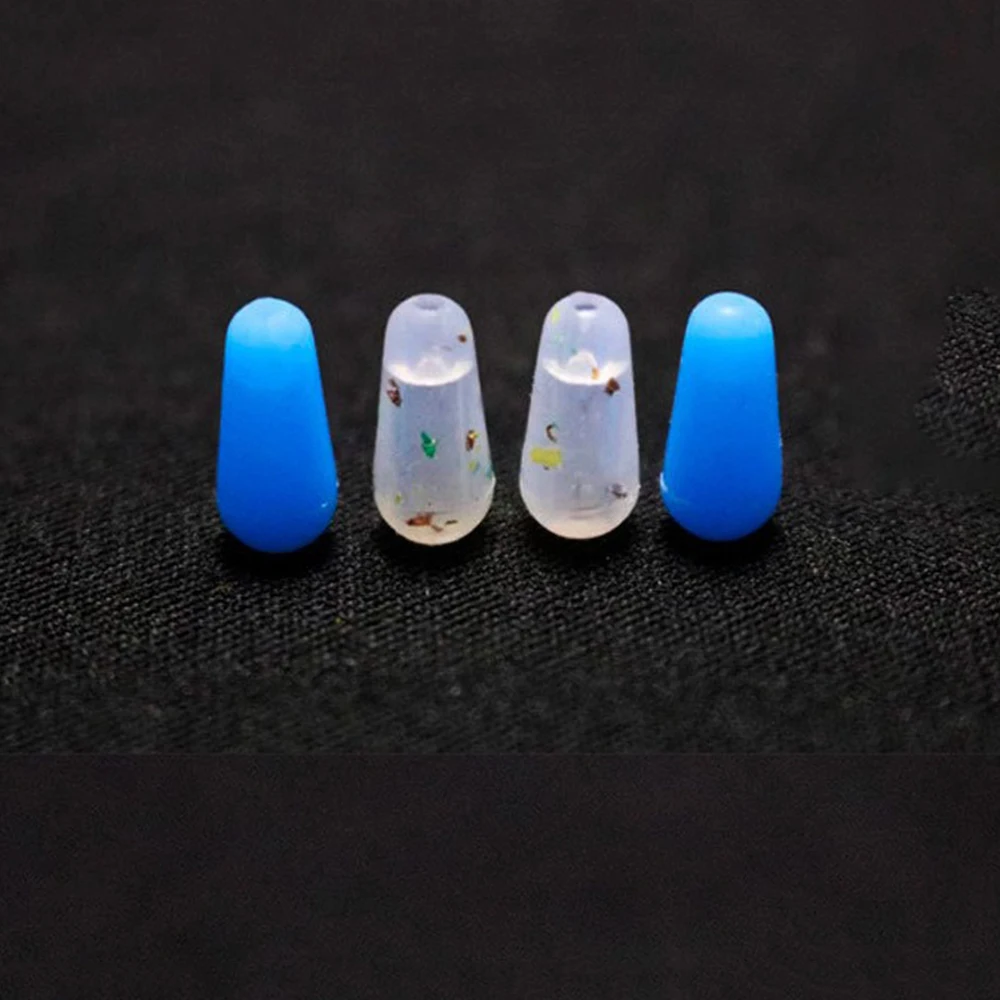 Flotador de pesca con mosca de carpa marina, Tobogán de goma antibobinado de alta calidad, tapón ovalado azul, lote de 50 unidades - imagen 4