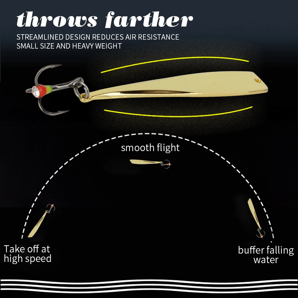 FTK 6g 8g señuelo de pesca en hielo cebo Artificial de Metal fundido largo con anzuelos triples cuchara giratoria para aparejos de pesca de Lucio de invierno lubina - imagen 5