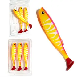 3 unids/pack Señuelos blandos artificiales 10cm 11,5g cola en T silicona Shad Swimbait señuelo de pesca Leurre Wobblers de plástico aparejos de agua salada