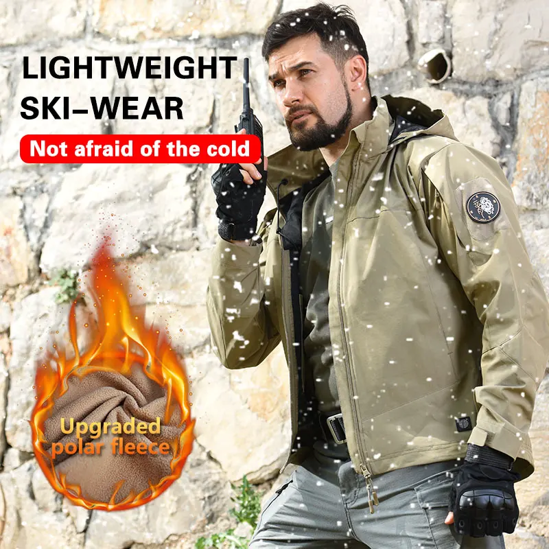 Chaqueta táctica de camuflaje con capucha para hombre, ropa de caza Airsoft, abrigos a prueba de viento para acampar, US CP - imagen 3